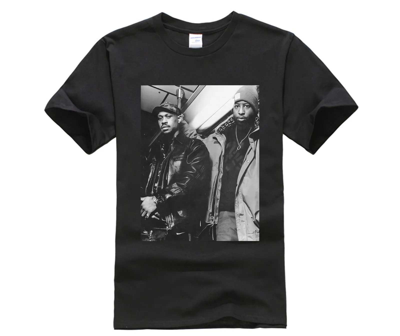Мужская Повседневная футболка с принтом 100% хлопок популярная Gang Starr B & W Image Nero