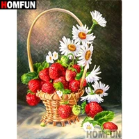 homfun 5d diy diamond painting full squareround drill strawberry flower embroidery cross stitch gift home decor gift a09169