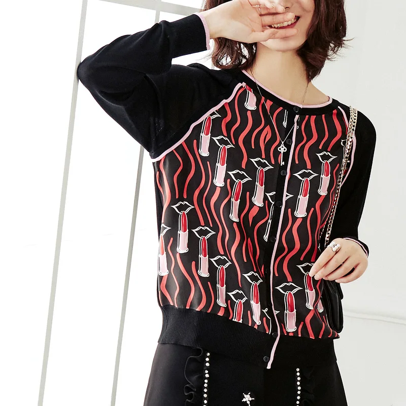 Женский вязаный кардиган ALPHALMODA Свободный Повседневный свитер с длинными