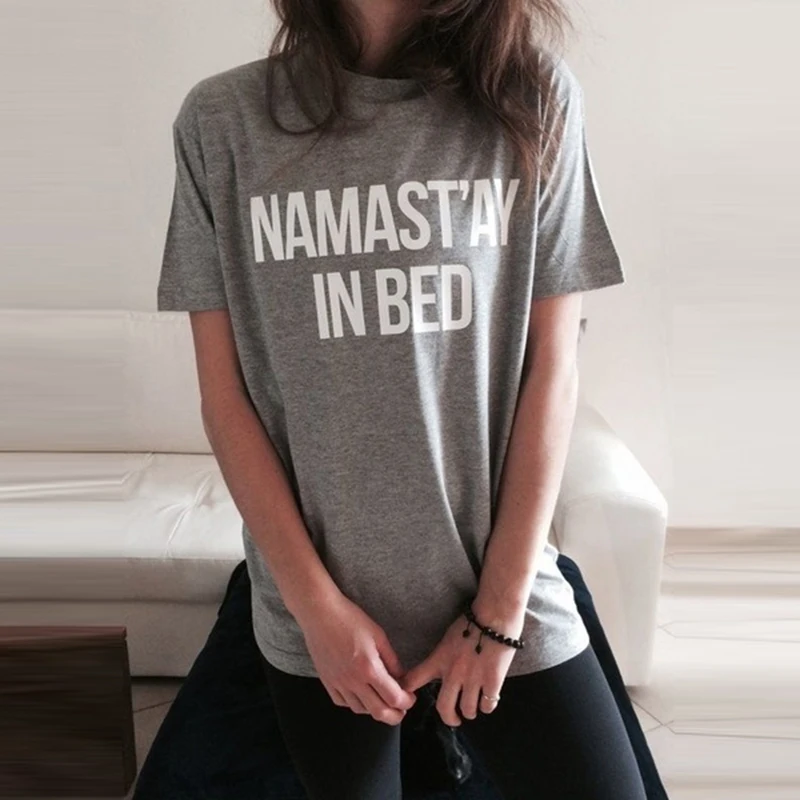 Сексуальные футболки топы графическая футболка хлопковая namaway In Bed забавная с