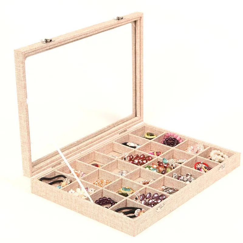 

Hot Sale Fashion Wood Large Capacity Studs Earrings Rings Necklace Storage Case Jewelry Box