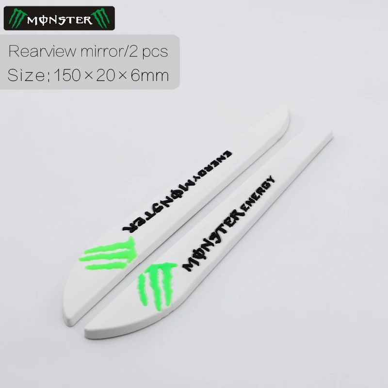 Monster white 2pcs Автомобильная Дверь Зеркало заднего вида против столкновений полоски для укладки молдинги Защита от царапин защита края для Mazda Skoda peugeot Ford Vw - Цвет: Monster white 2pcs