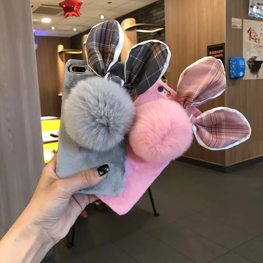 Kuutti Squishy Kawaii Плюшевые заячьи ушки DIY Чехол для мобильного телефона с плюшевым