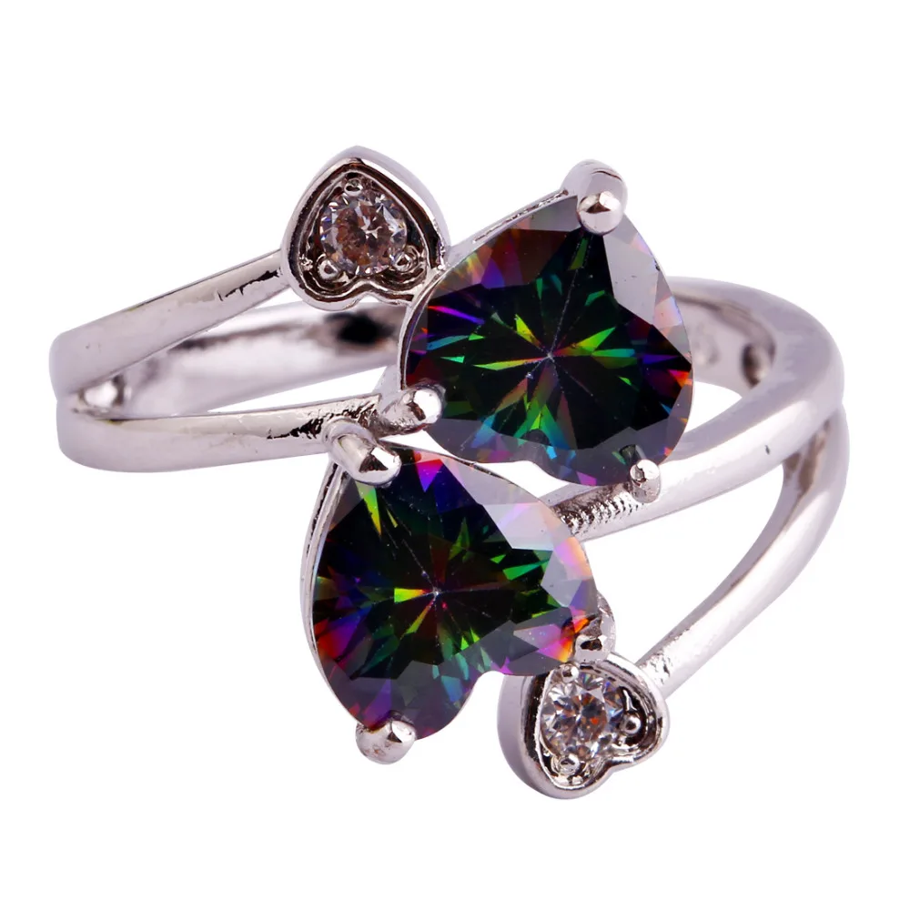 Половина цена флэш продаж тонкое таинственный Радуга Сердце Cut Stone полые