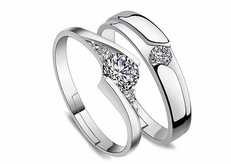 Anenjery классические обручальные кольца Anillos 925 Стерлинговое Серебро Циркон вечность Открытие для женщин и мужчин кольца подарок на день Святого Валентина