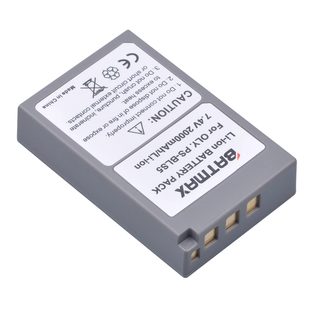 Фото Аккумулятор PS-BLS5, BLS-5, BLS5, BLS 5, BLS-50, 2 шт., двойное зарядное устройство USB для Olympus OM-D, E-M10, PEN E-PL2, E-PL5, E-PL6, E-PM2, Stylus 1 №3