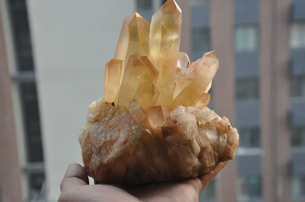 1515 г Большой природа цитрин желтый кварц gemstone кристалл кластера точка образца |