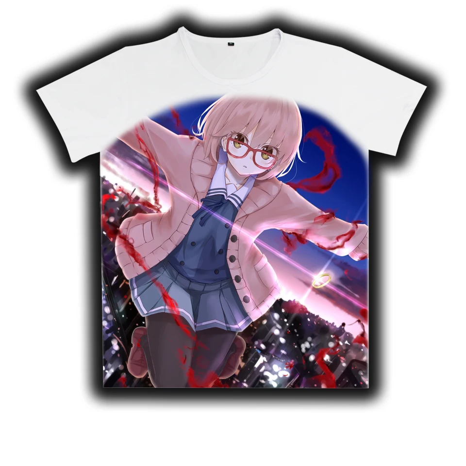 COYOUNG бренд аниме Kyoukai no Kanata Косплей костюм Kuriyama Mirai с принтом футболка из молочного