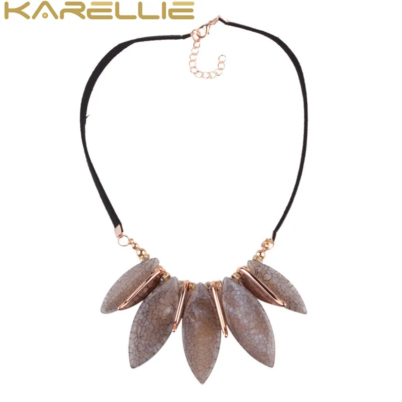 Karellie Новая мода макси смолы кожаный цепи колье Цепочки и ожерелья для Для женщин