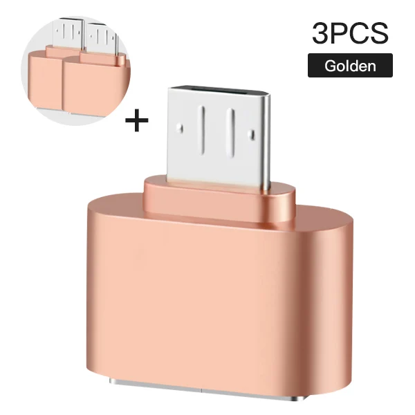 ACCEZZ Мини OTG адаптер Micro USB к USB 2,0 конвертер для Xiaomi huawei Android телефон кабель планшетный ПК флэш-накопитель мышь OTG - Цвет: 3PC Gold