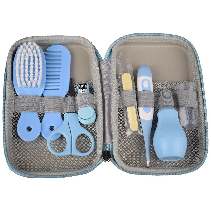 

Baby Health Care Kit Portable Kids Pink Grooming Kit Safety Nail Clipper Scissors Hair Brush Thermometer Care Set 8PCS Baby Care