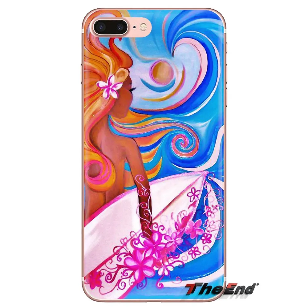 Surf Girl Art - силиконовый чехол для телефона Xiaomi Mi4, Mi5, Mi5S, Mi6, Mi A1, A2, 5X, 6X, 8, 9 Lite, SE, Pro, Max, Mix 2, 3, 2S с изображением сёрфингистки.