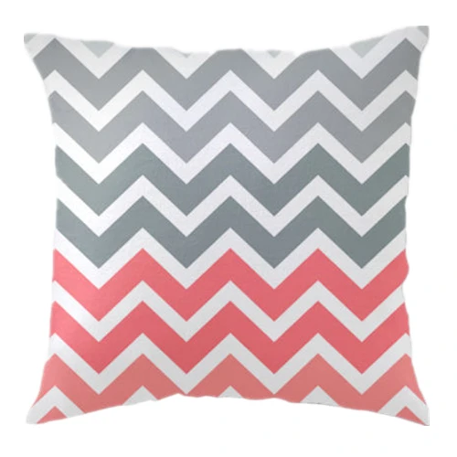 Розово серый декоративный чехол для подушки с узором коралловый персик лосось