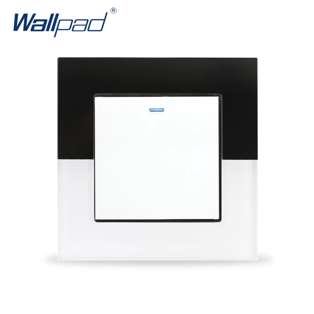 1 банда 2 Way Wallpad 110 в 250 ЕС Великобритания роскошный черный и белый стекло кнопочная