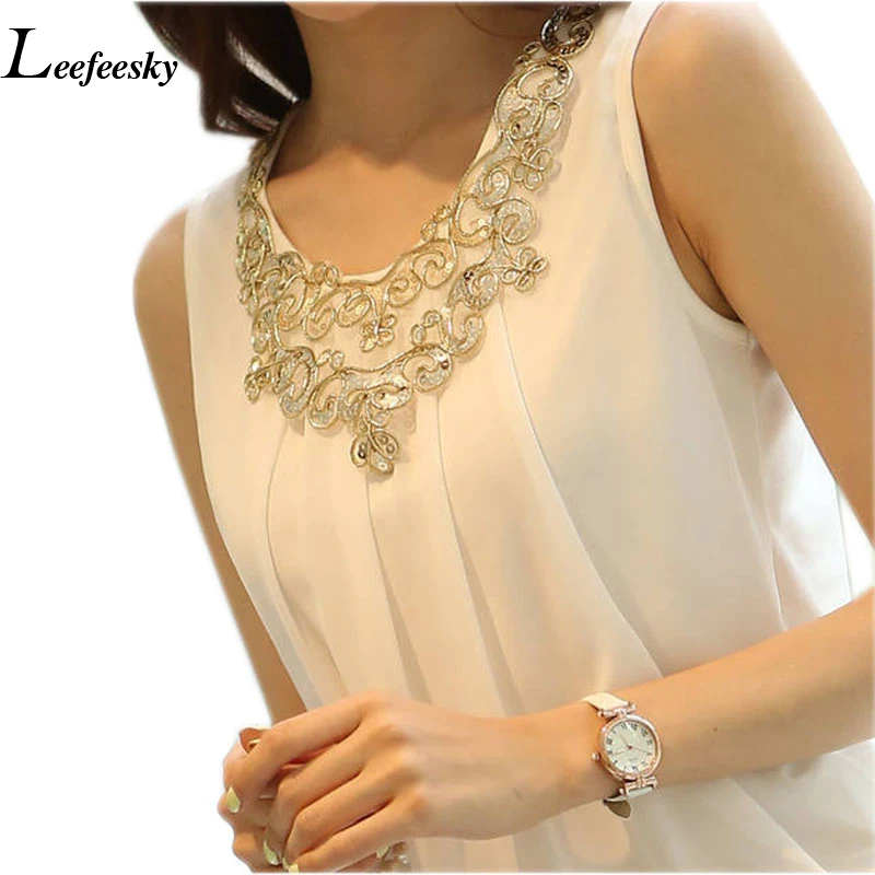 Летние женские шифоновые блузки без рукавов большие размеры 4XL женская одежда 2017