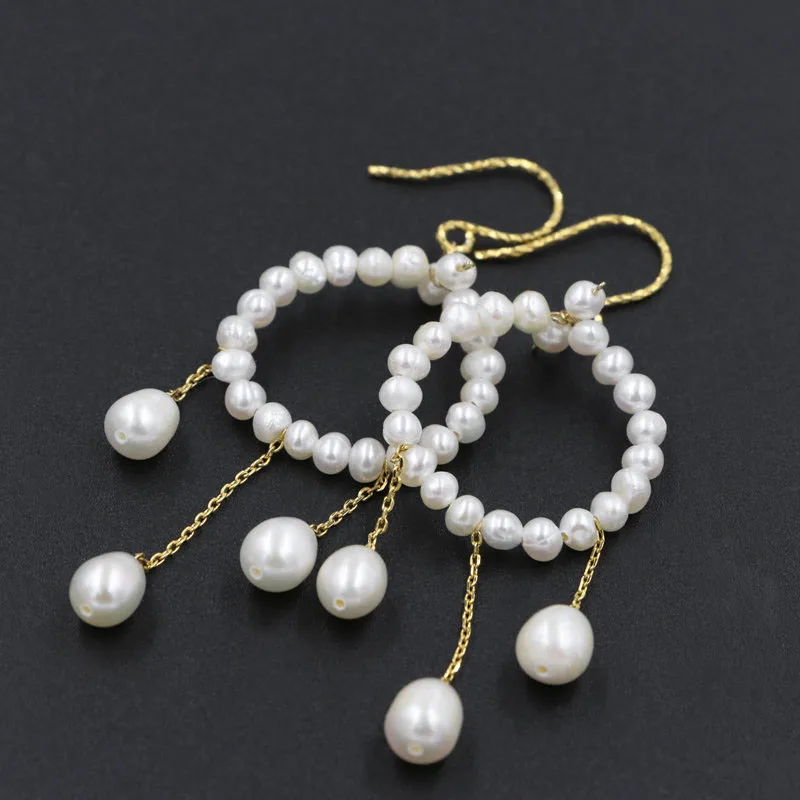 Vintage Statement Freshwater Pearls Tassel Long Dangle Earrings Jewelry Gorgeous Wedding Chandelier for Women Gifts | Украшения и