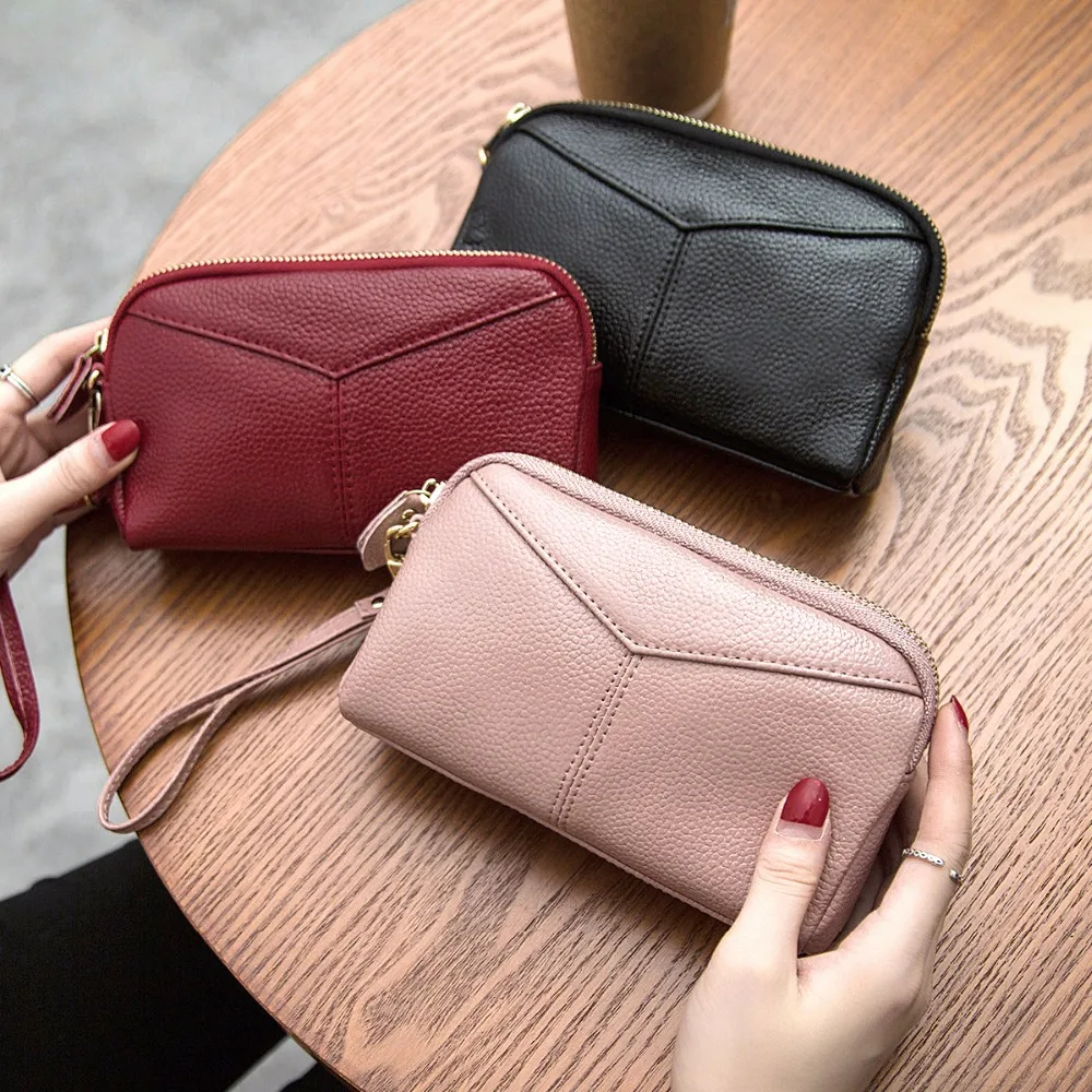 Оригинальная брендовая практичная женская кожаная мини-сумка-клатч