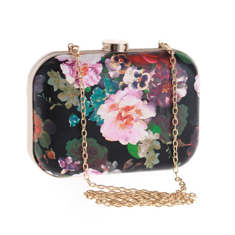 BERNO Fly/Брендовая женская вечерняя сумочка с цветочным принтом золотистого цвета