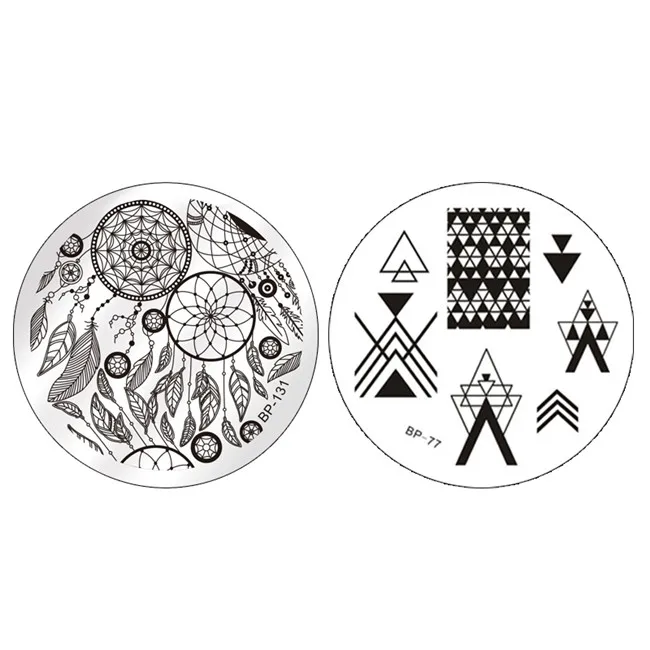 Pattern1 2 шт./компл. BORN красивый, Круглый штамповочная пластина мечта перо сердце Птицы Маникюр пластина с изображениями для нейл-арта - Цвет: Pattern1