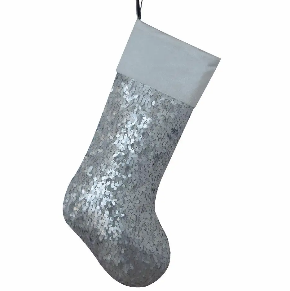 sequin design Украшенные блестками, рождественские чулки с бархатными манжетами, золотистые носки P7923 - Цвет: sequin design