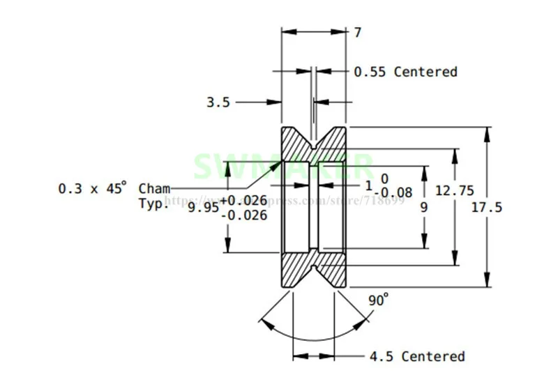SWMAKER 1 шт. OX CNC 3 мм отверстие колеса Гладкий двойной подшипник V-образное колесо