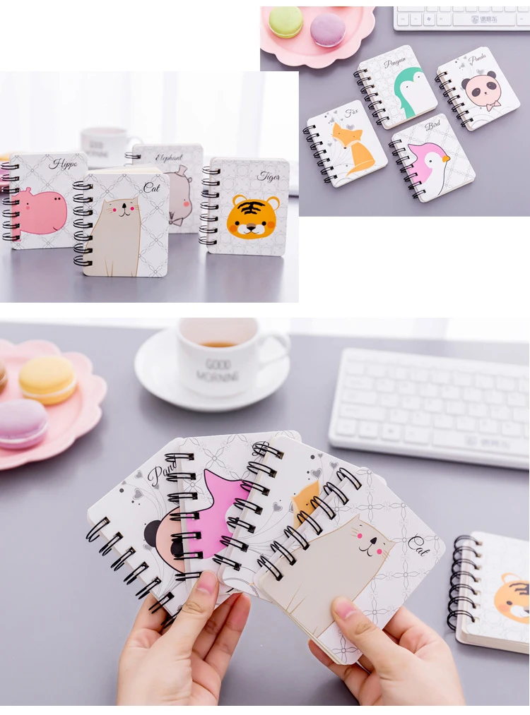 Cute Pocket book Mini coil notebook Kawaii Animal notepad 80 sheet Blank paper memo agenda Diary Stationery Office School 01720