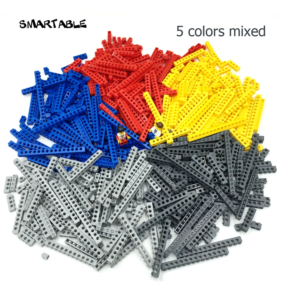 Smartable Technic кирпичи с отверстиями 10 размеров 5 цветов смешанные строительные блоки MOC части DIY игрушки Совместимые Technic игрушки 500 г/лот