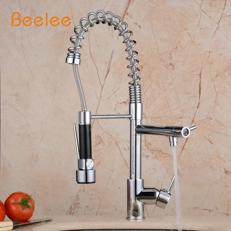 Смеситель для кухни Beelee BL0783 хромированный латунный с одной ручкой отверстием
