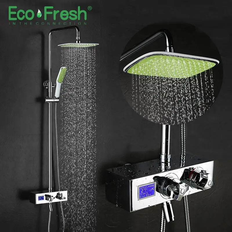 

Ecofresh luxury bathroom smart shower head thermostatic rainfall shower set thermostatic mixing valve shower system