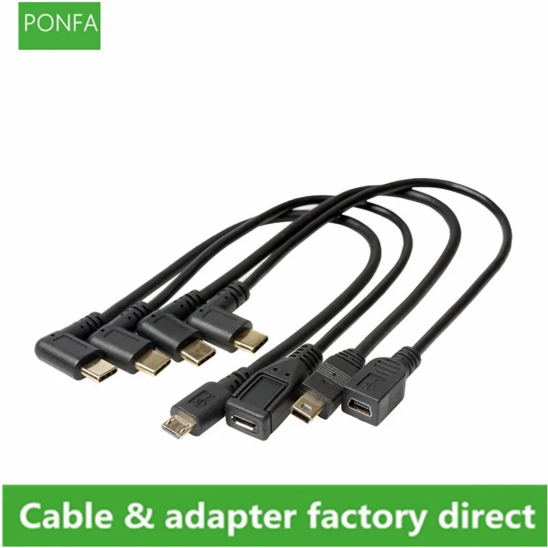 Micro Mini USB кабель 5Pin папа 3 1 Тип C локоть к 2 0 OTG адаптер для передачи данных зарядки 25