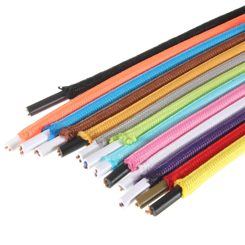 

Smuxi 1M Vintage Color Electrical Cord Twisted Cable Retro Braided Fabric Pendant Lamp Wire Eletrical Cable 13 Colors Choose