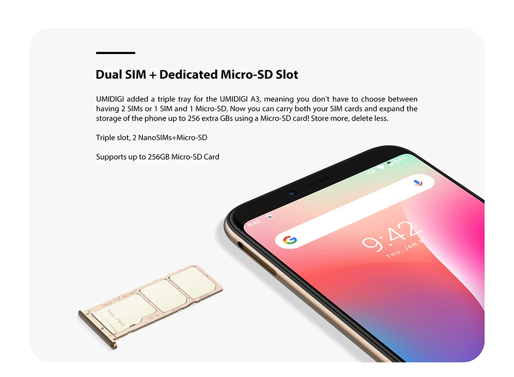 UMIDIGI A3, глобальная полоса, двойной, 4G, 5,5 дюйма, incell HD+ дисплей, 2 ГБ+ 16 ГБ, мобильный телефон, четырехъядерный, Android 9,0, разблокировка лица, смартфон 12 Мп+ 5 МП