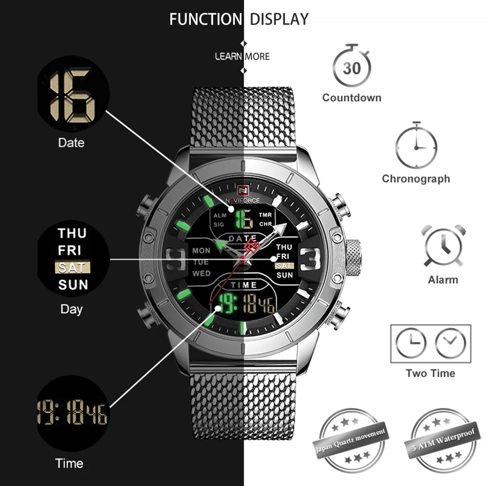 Naviforce новые спортивные цифровые военные мужские часы лучший бренд класса люкс водонепроницаемые наручные часы Relogio Masculino montre homme
