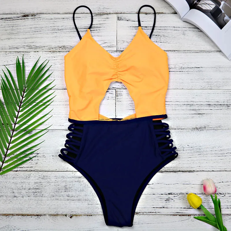 Сдельный купальник с высоким вырезом, женский сексуальный купальник, женские купальники из кусков, открытые купальники, Бразильская пляжная одежда, 3054 - Цвет: NO 1