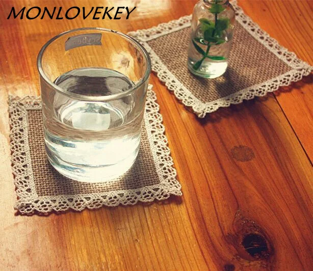 5 шт. 10 см * джутовый коврик для кружек из мешковины салфетки горки деревенские
