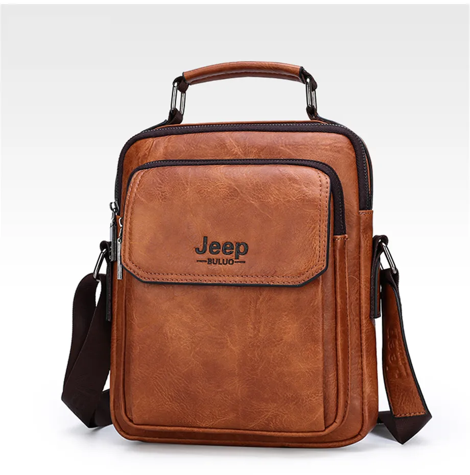 JEEP BULUO, большая брендовая мужская сумка через плечо, деловая Повседневная кожаная мужская сумка-мессенджер с ручкой для iPad, Высококачественная сумка, новинка