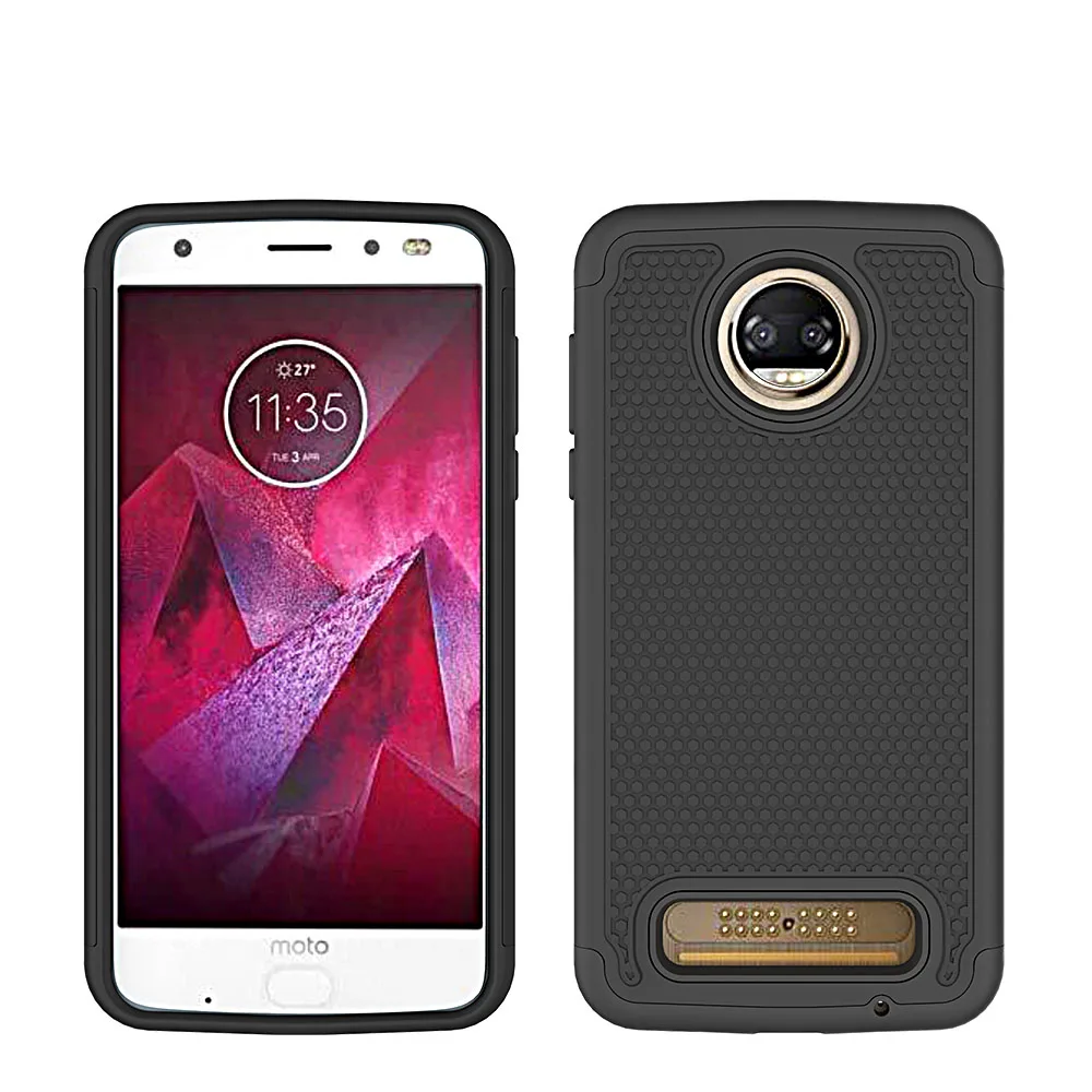 Гибридный прочный Чехол 2 в 1 для Motorola Moto Z2 Force ударопрочный жесткий чехол из ТПУ и