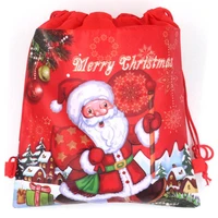 santa claus drawstring bags kids favors non woven fabric backpack birthday event party supplies travel storage package 1pcs