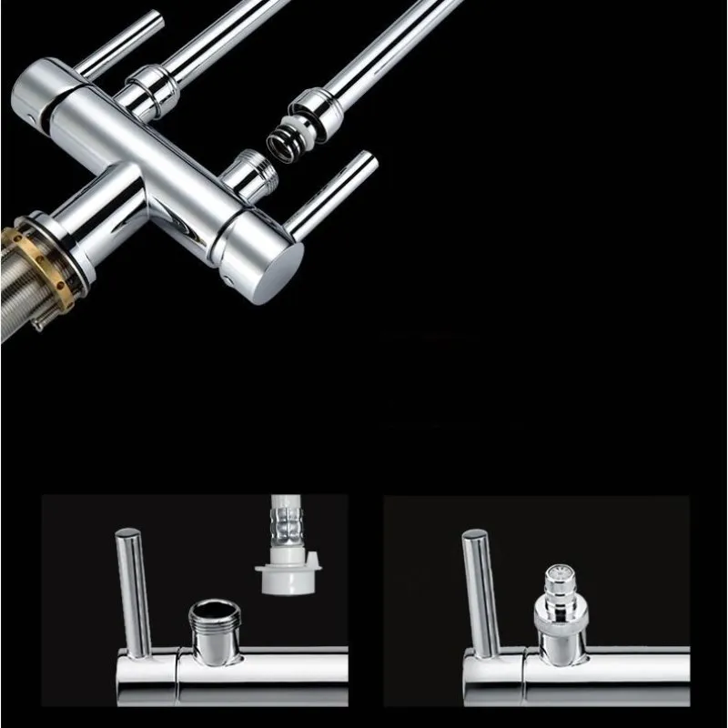 

Kitchen Faucet Chrome Sink Faucet Brass Swivel White and Chrome Dual Handle Kitchen Faucet double Use Kitchen Sink Faucet