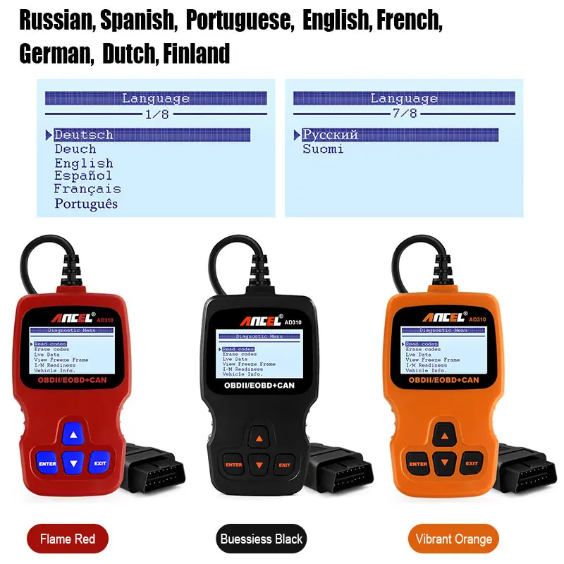 Автомобильный сканер ANCEL AD310 OBD2 считыватель кодов двигателя ЖК-дисплей