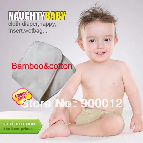 Free Shipping Bamboo cotton 300pcs 5 Layers (3+2)  Bamboo Organic Cotton Baby Reusable Changing Pads Nappy Babies  inserts