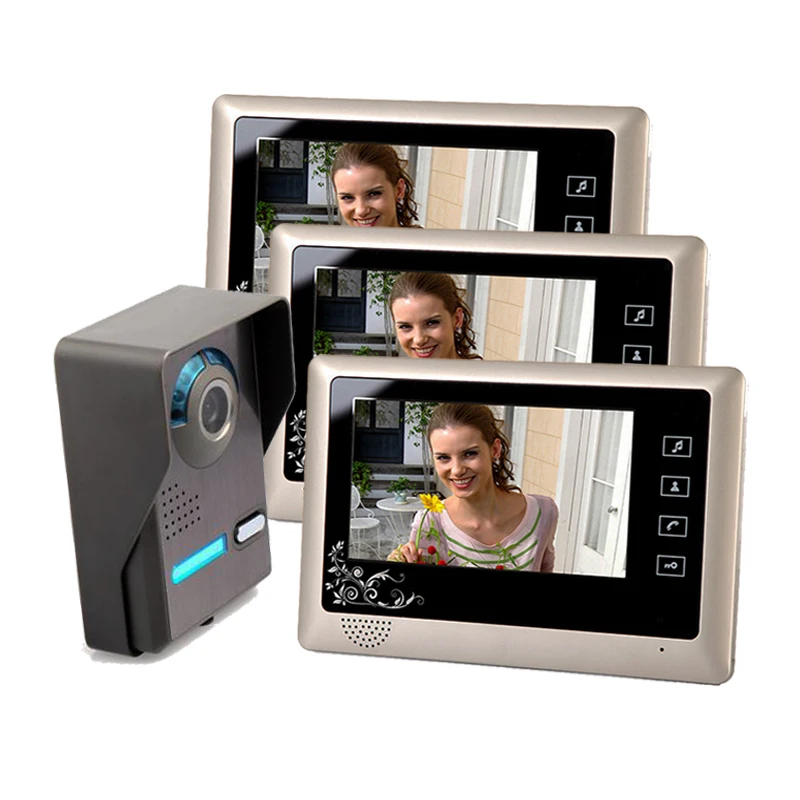 7 дюймов видео телефон двери Дверные звонки Запись Системы домофон комплект с 1