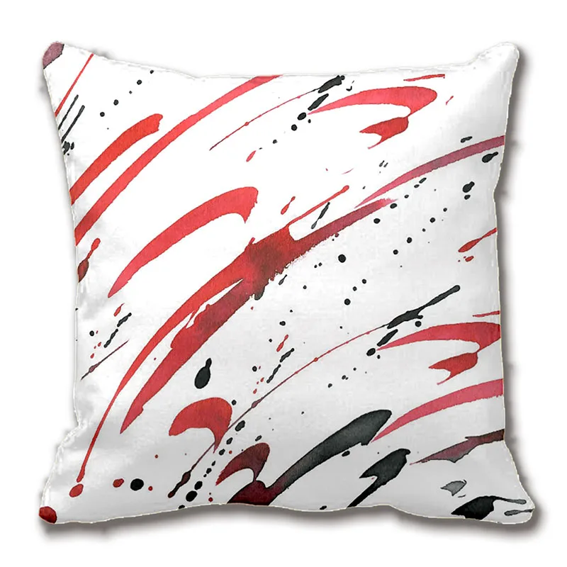 Красная серая черная Акварельная Абстрактная Декоративная наволочка для