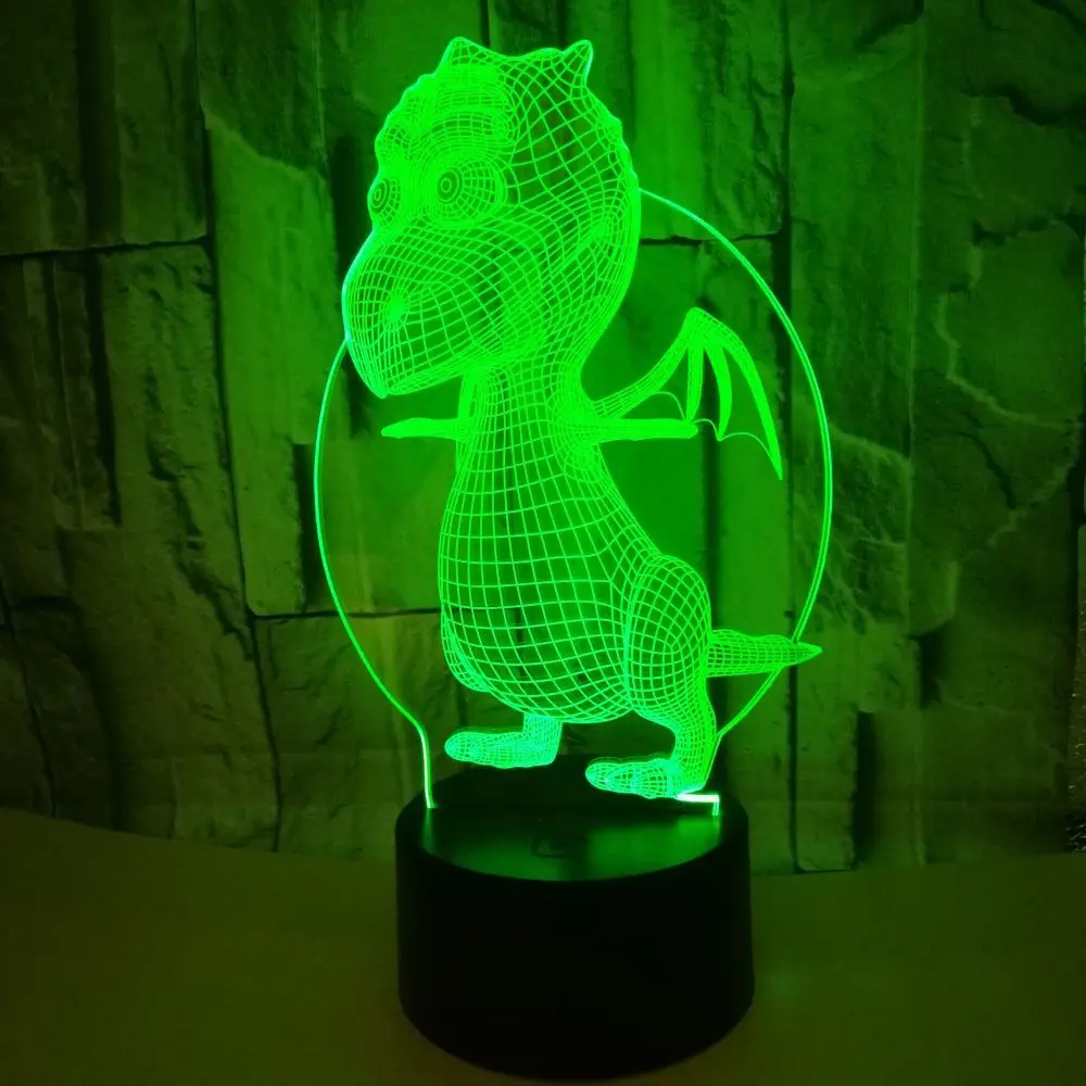 Милый динозавр 3D ночник с USB LED Настольная лампа Дистанционное Сенсорное