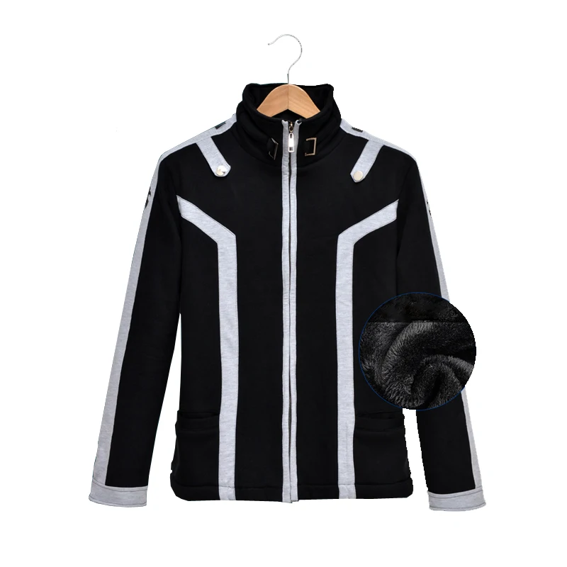 

Coshome Anime Sword Art Online Kirito Hoodies Cosplay Costumes Men Black Jacket Thick Coat For Halloween Party