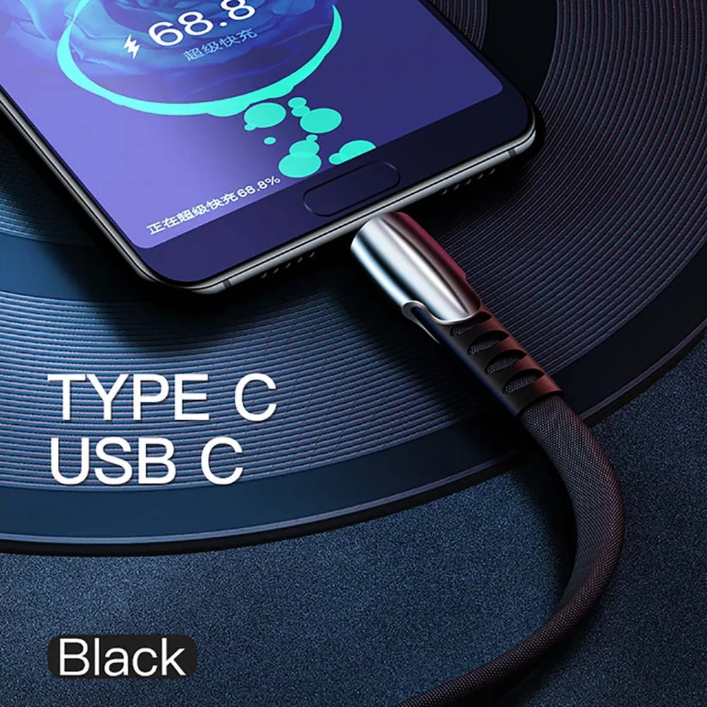 USB C 3,1 type c кабель 5A Быстрая быстрая зарядка для samsung S8 S9 S10 huawei mate 20 pro P20 P30 USB-C зарядное устройство для xiaomi 8 9 - Цвет: Черный
