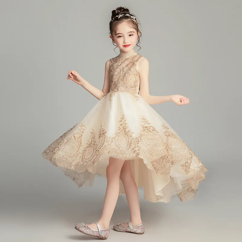 Girl's Wedding Party Foreign-style Petticoat Dresses Children's Birthday Show Wedding Dresses Little Girl's Piano Show Dresses