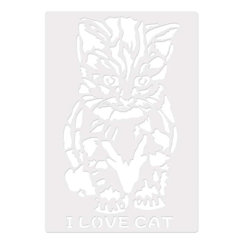26*18 см DIY Craft I Love Cat Design Layering трафареты для настенной живописи Ткань Живопись