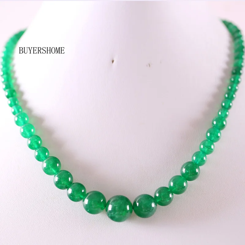 Green Jade Модные ювелирные изделия, натуральные круглые бусины, зеленый авантюрин, голубой Азурит, розовый кристалл, оникс, содалитенечное кружево, 18 дюймов, 1 шт - Окраска металла: Green Jade