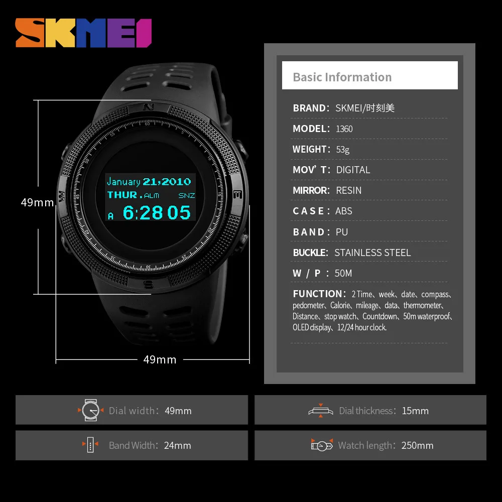 SKMEI профессиональные спортивные наручные часы модные водонепроницаемые